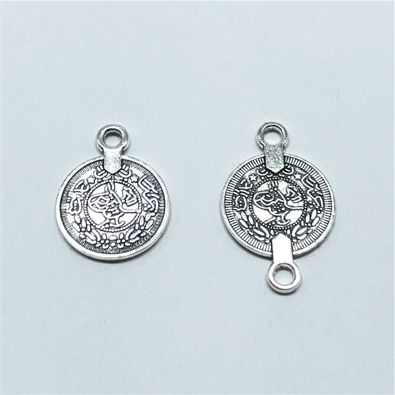 15PCS Coin Shaped Round Charms Carved Figure Pendants Connector DIY handmade Necklace earrings for fashion Jewelry Making