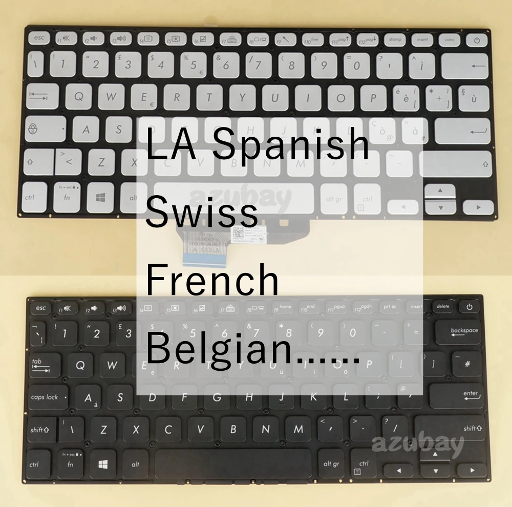 LA Spanish Swiss French Belgian Keyboard For ASUS VIVOBOOK X430FA X430FN X430UA S430FA S430FN S430UA S430UF S430UN, Backlit / No