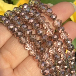 Faceted Rondelle Crystal Clear Copper Austrian Glass High Quality Loose Spacer Beads For Jewelry Making Diy Bracelet 4 6 8MM 15