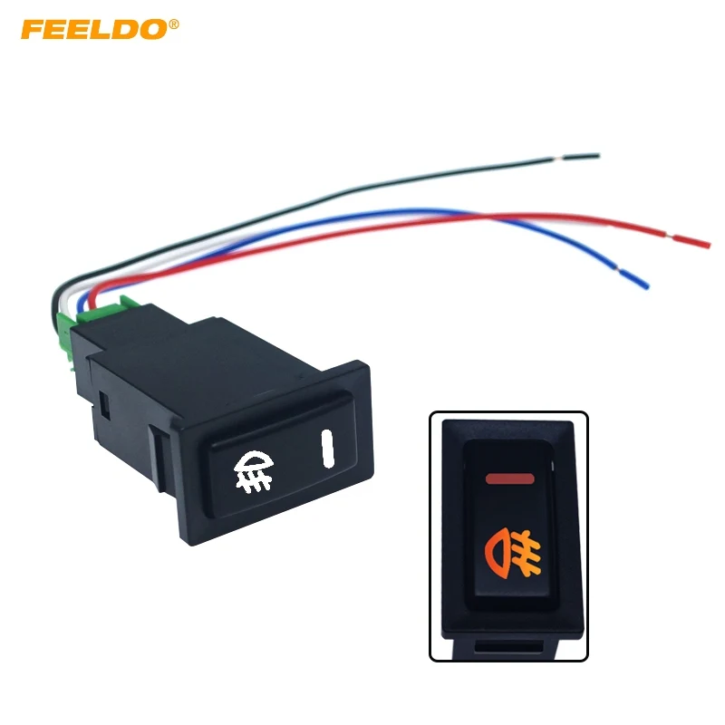 FEELDO 1PC Car Fog Light Switch Working Light Switch For NISSAN 2013+ Qashqai Juke Tiida Almera 5pin On-off Switch Wire Cable