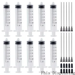 Seringa Luer Lock para Tinta Adesiva, Dispensador de Líquido, Enchimento de Agulha Ponta Blunt, 10cm Long, Pacote de 5, 30ml, 16G