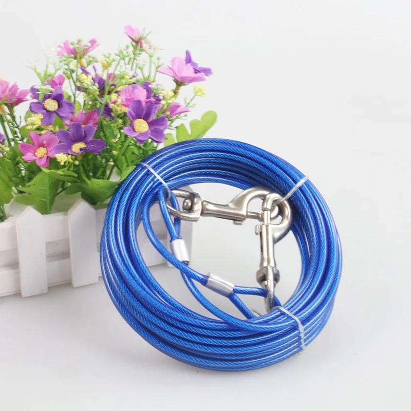 High Tensile PVC Coated Galvanized Wire Rope Dog Tie-out Cable Leash with Two Hook