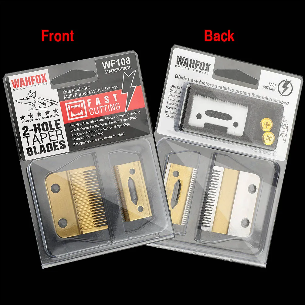 WAHFOX Professional 2 Holes Stagger Tooth Replacement Blades Set For Wahl 5 Star Series Magic Clip Hair Clippers