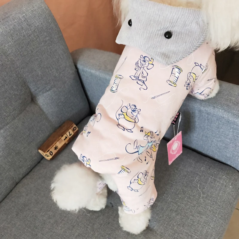 Winter Warm Pet Dog Jumpsuit for Small Dogs Cotton Cartoon Puppy Cat Pajamas Pomeranian Maltese Overalls mascotas gotas Clothes