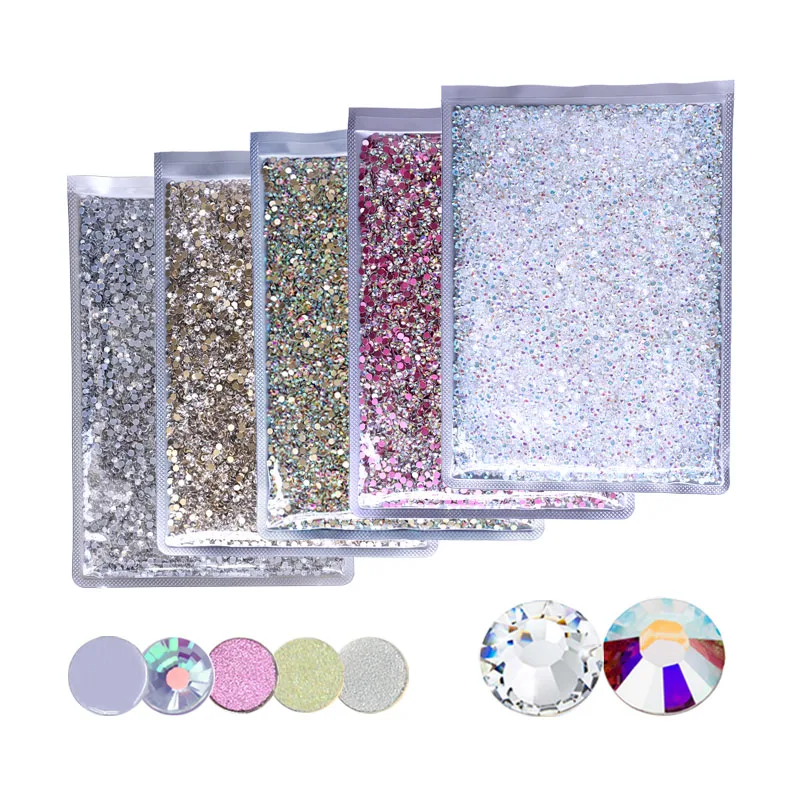 Clear AB Bulk Wholesale Big package Non Hot Fix Crystals Glass Rhinestone SS16 SS20 SS30 Flat Back Strass Nail Art Garment Stone