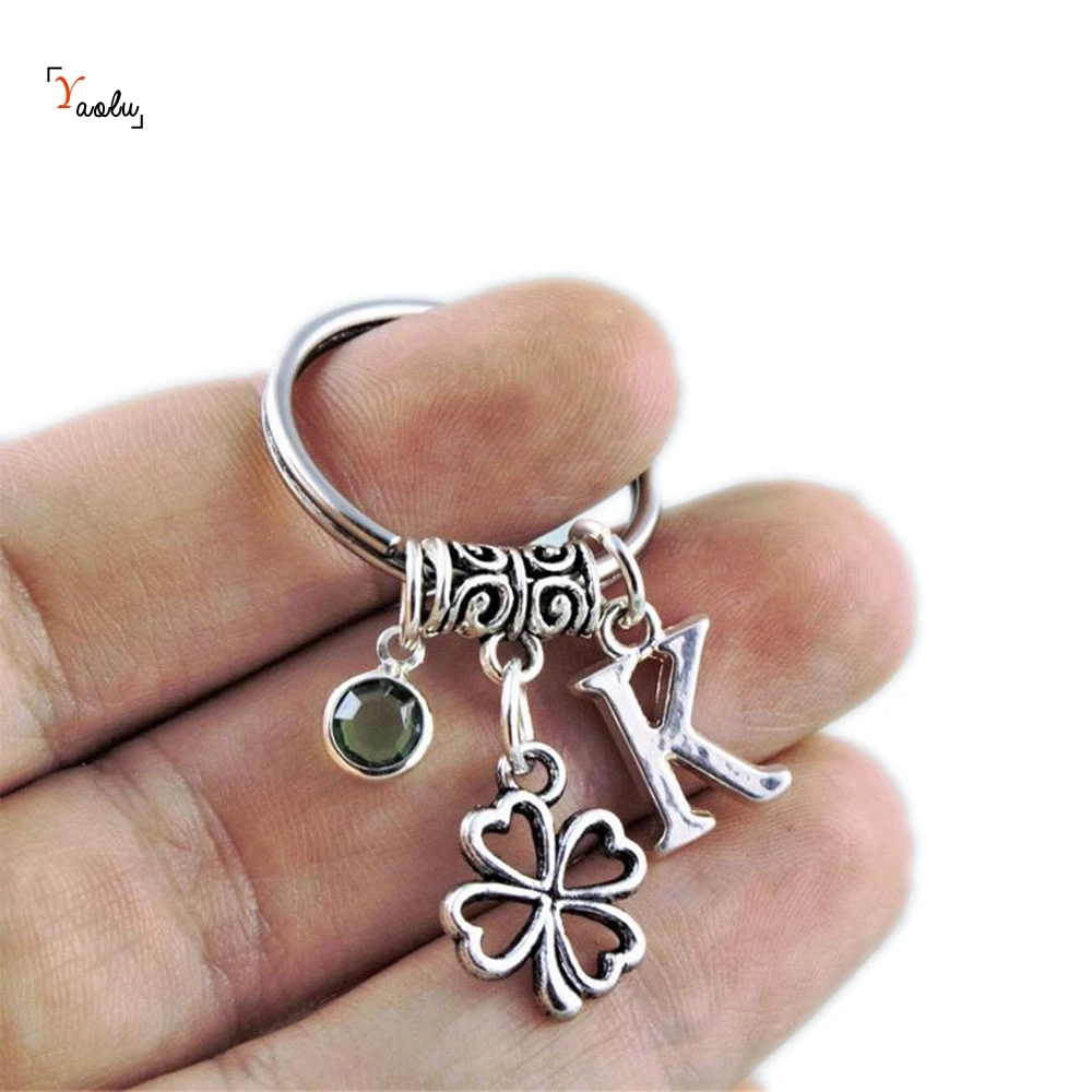 Shamrock Keychain - Personalized Four Leaf Clover Keyring, Good Luck Charm for Exams, Irish Symbol