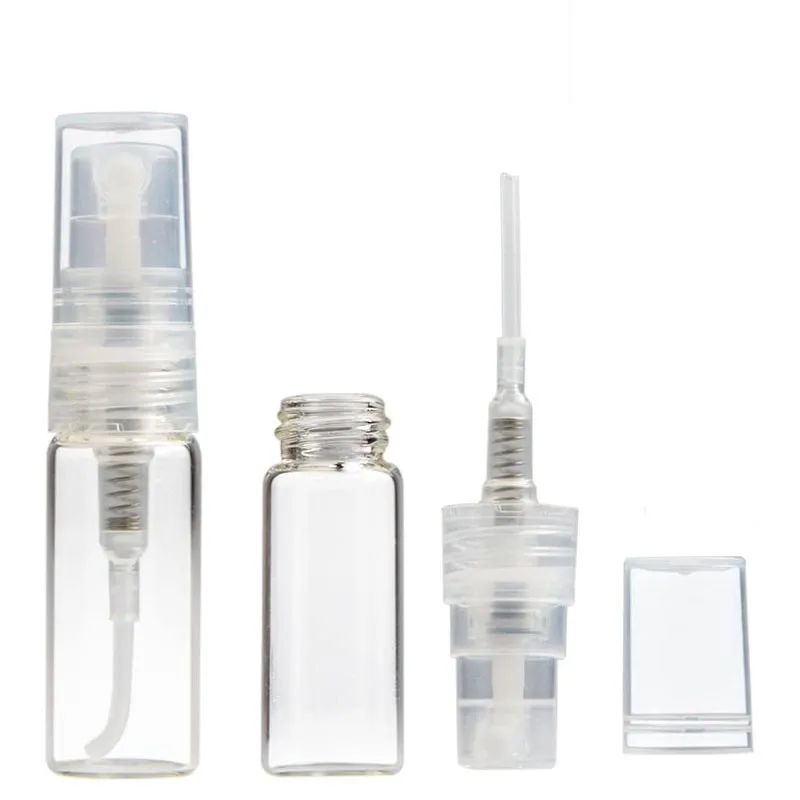 50pcs/lot 2ML 3ML 5MLClear Glass Spray Bottle Portable Perfume Atomizer Mini Sample Test Tube Bottle Thin Glass Vials