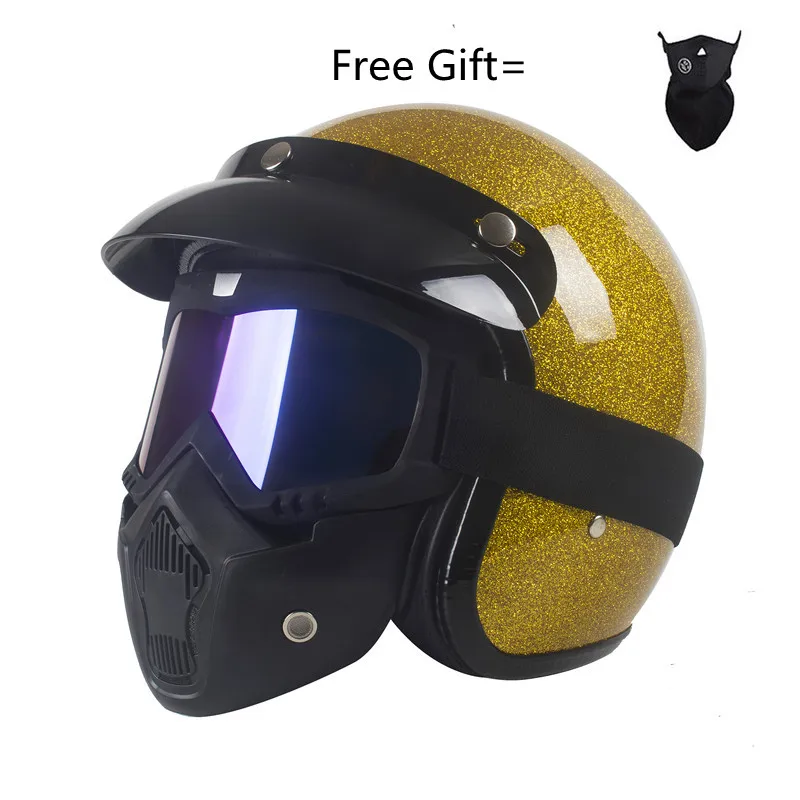 Motorcycle 3/4 Open Face Vintage Casco Moto Jet Scooter Bike Helmet Retro DOT Approved Casque Motociclismo