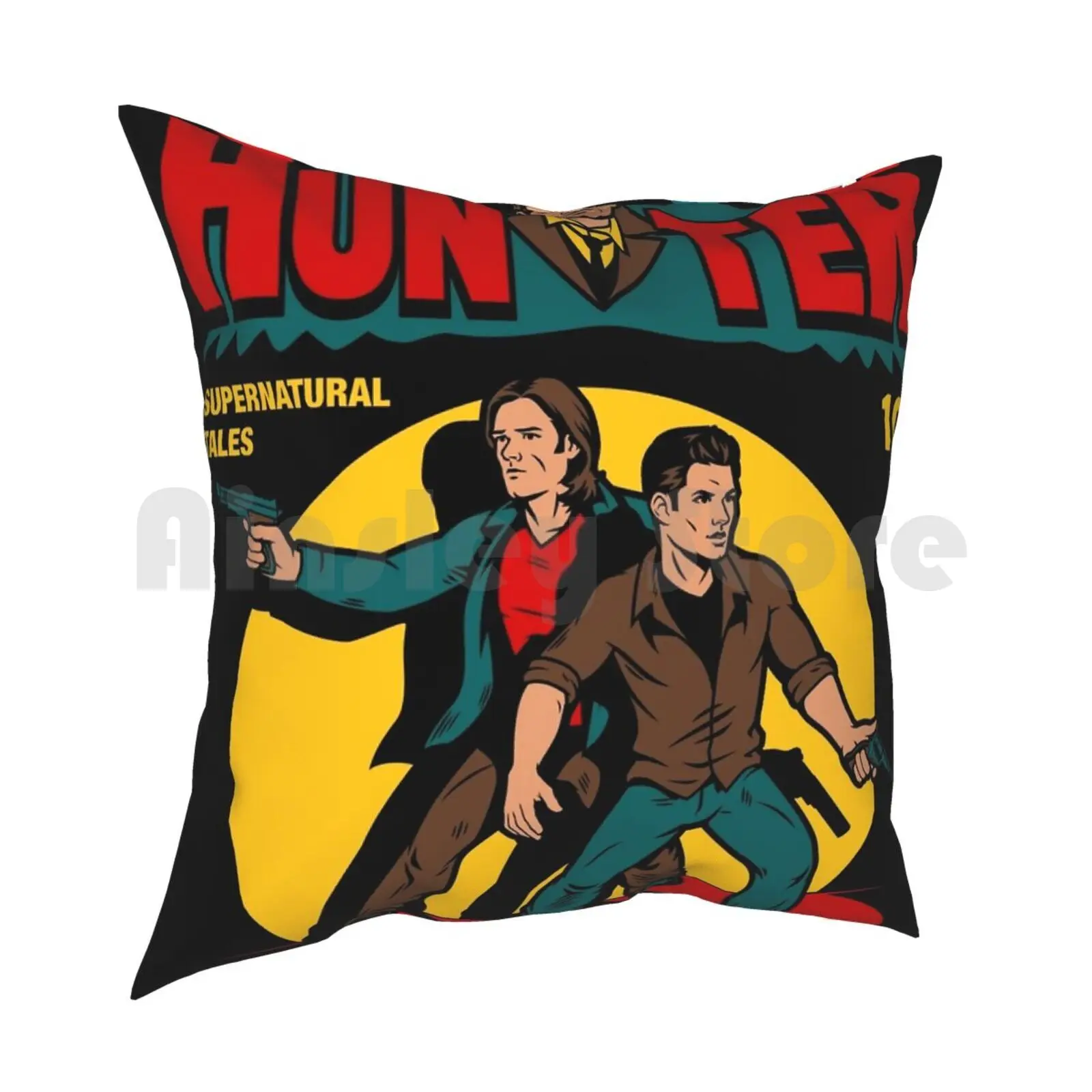 Hunter Comic Pillow Case Printed Home Soft Throw Pillow Winchester Sam Dean Supernatural Comic Book Cover Hunter Ghosts