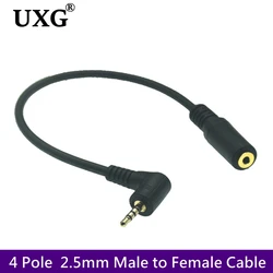 4 polak Stereo 2.5mm Jack męski do żeńskiego 90 prostopadły adapter Audio 2.5mm kabel do karty dźwiękowej/Bluetooth/samochód/kamera na deskę rozdzielczą