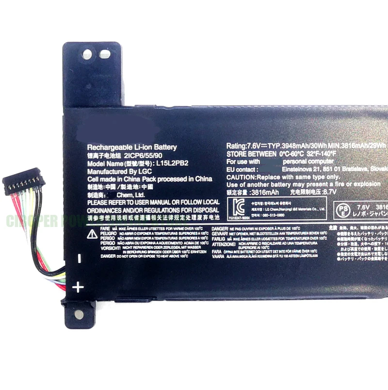 CP batería del ordenador portátil L15L2PB2 L15C2PB2 L15M2PB2 L15L2PB3 L15C2PB4 L15M2PB4 L15C2PB6 30WH para IdeaPad 310-14IAP 310-14IKB 310-14ISK