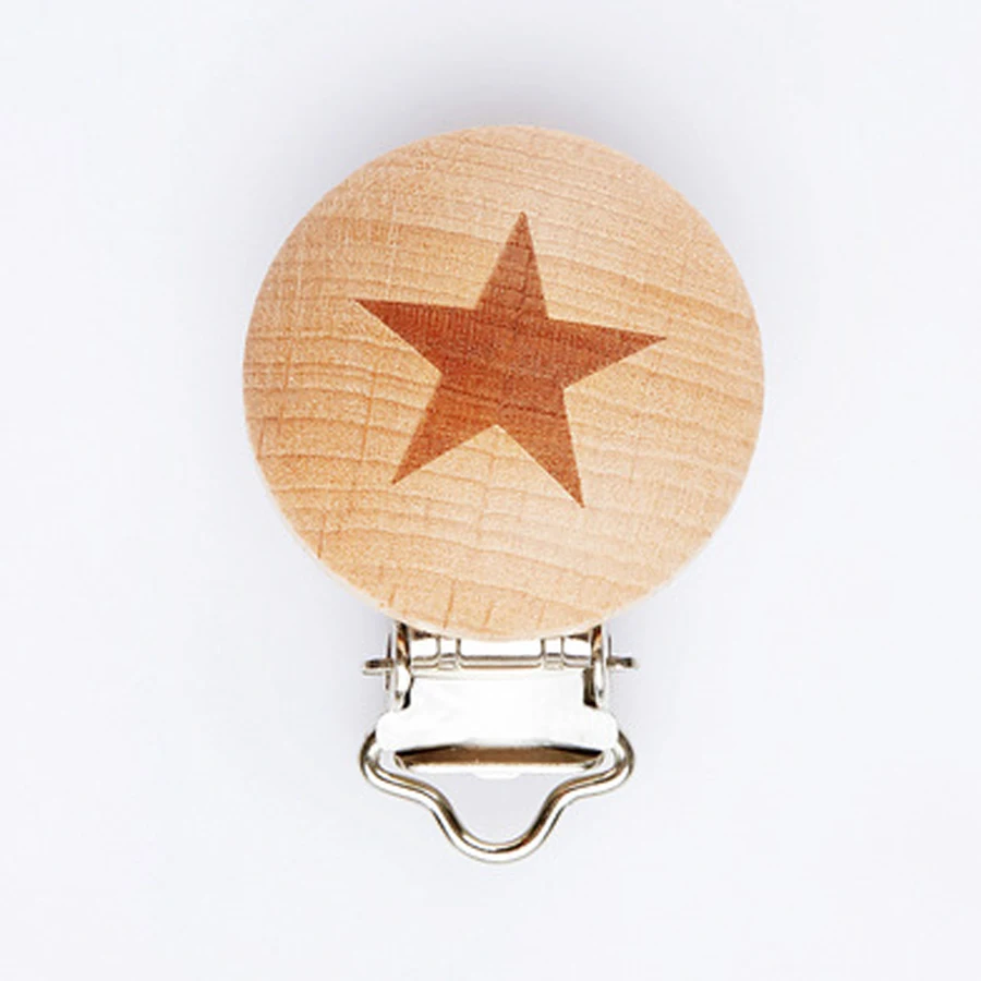 Pacifier Clip Cartoon Engrave Wooden Soother Clip 5pcs Nursing Accessories Diy Dummy Clip Chains Wooden Baby Teether