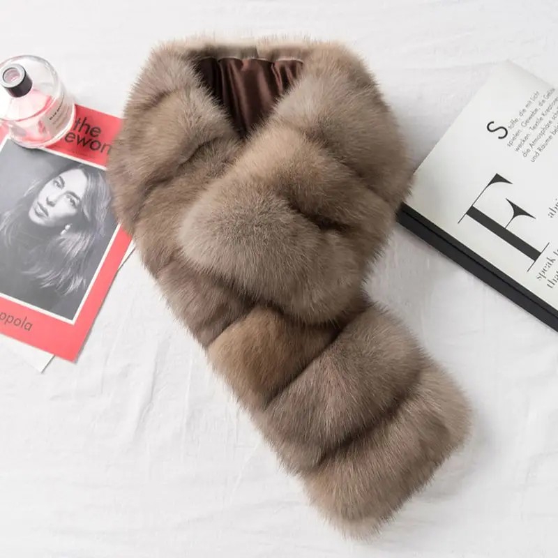 Warm Natural Mink Fur Scarf, Thick Scarves, Elegant Sabel Fur Coller, Luxury Shawl, 100% Real Fur, Winter Fashion