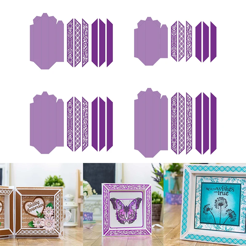 

3D Vintage Lace Photo Frame Edge Strip Decorative Metal Cutting Dies Set for DIY Scrapbooking Craft Paper Cards 2021 Hot Sale