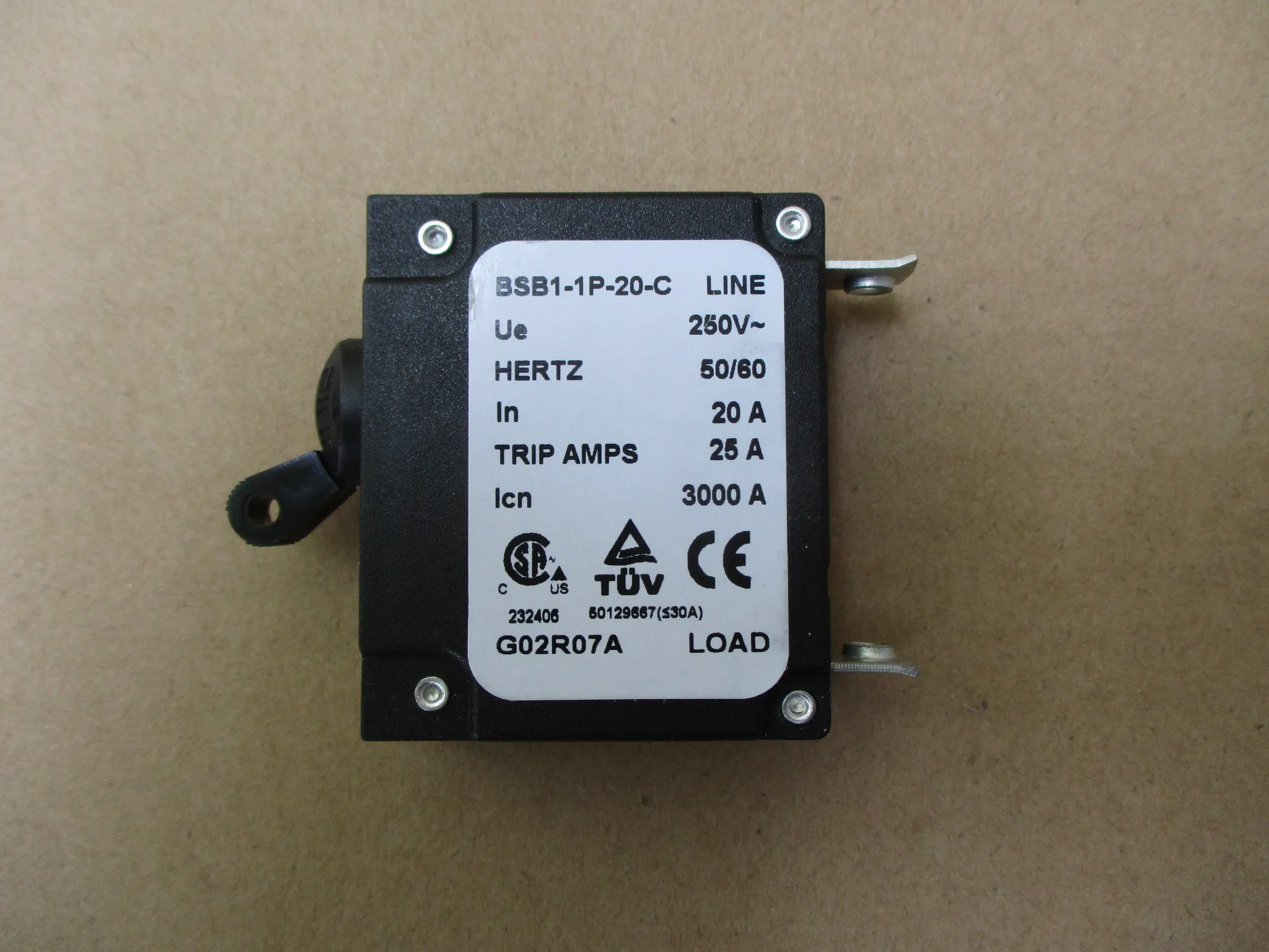 

20A 250V Circuit Breaker BSB1-1P-20-C generator parts