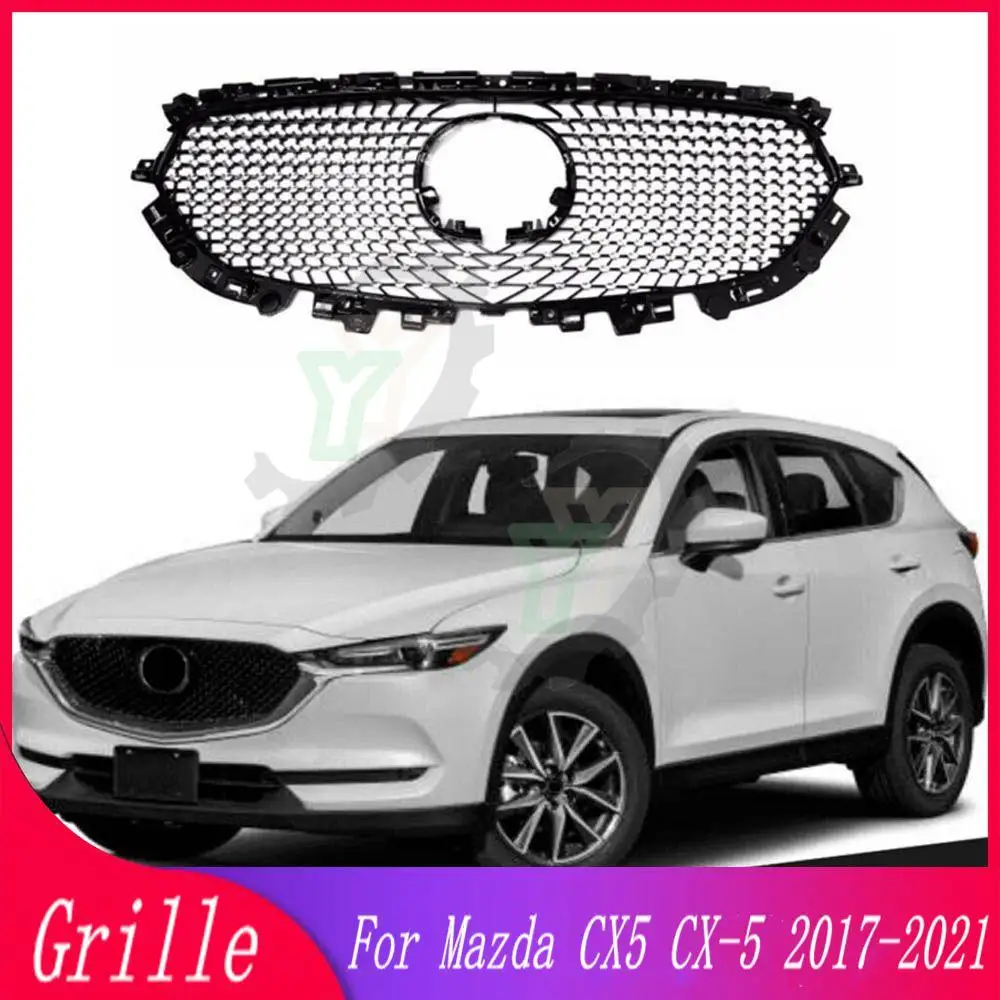 

AUTO FRONT MESH EXTERIOR MASK TRIMS COVERS FRONT BUMPER GRILLE ABS MODIFIED GRILL GRILLS FIT FOR MAZDA CX-5 CX5 2017 2018 2019+