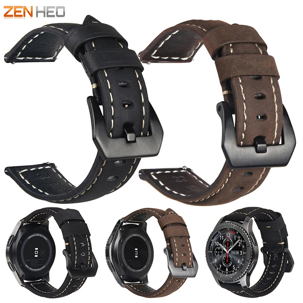 20 مللي متر 22 مللي متر حزام جلد طبيعي لسامسونج جير S3 S2 الذكية حزام (استيك) ساعة استبدال Watchband لسامسونج غالاكسي ساعة 42 مللي متر 46 مللي متر