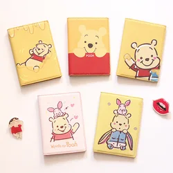 Disney-PU Couro Passaporte Capas para Homens e Mulheres, Winnie, Pooh, Urso, Banco, Bolsa de Cartão de Crédito, Viagem, Titular do Cartão