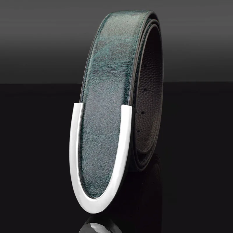 green luxury genuine leather men women belts The latest quality of the best C buckle fashion ladies