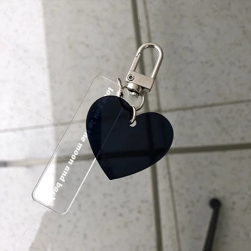 Black Heart-Shaped Acrylic Key Chain Decorative Hook Bag Pendant Chain Ins Style Simple Pendant Aadvertising Key Chain