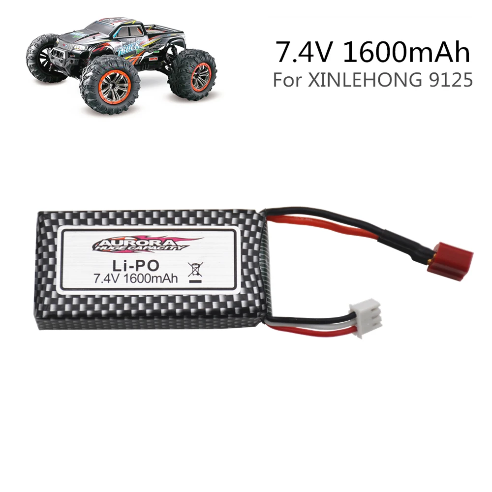 Upgrade to 3200mAh T Plug For 9125 Remote Control Rc Car Spare Parts 7.4v 1600mah Lipo Battery XLH 9125 battery 1600mah 7.4V