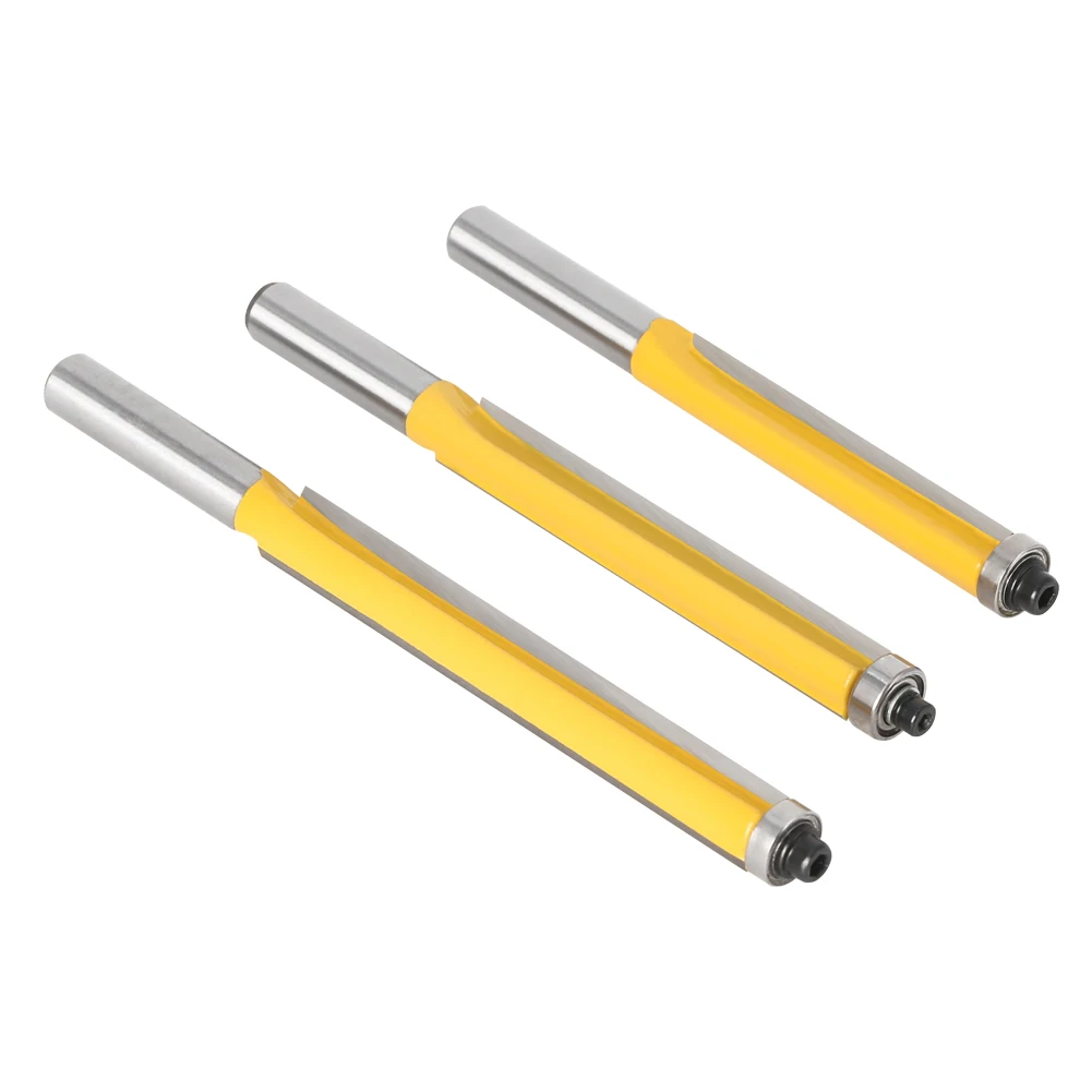 1Pc 8 Shank Long Blade Flush Bit Flush Trim Router Bit End Bearing For Woodworking Cutting Tool