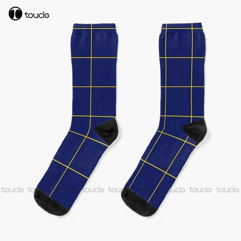 Windowpane - Monochromatic Navy Mustard Socks Softball Socks Christmas New Year Gift Custom Gift Unisex Adult Teen Youth Socks