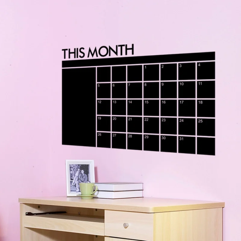 Large Month Calendar Chalkboard Blackboard Removable Planner Wall Stickers Black Board School Office Decals Supplies