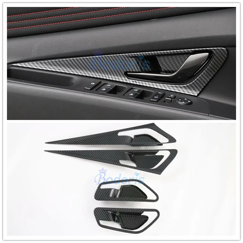 For Hyundai Elantra CN7 2020 2021 Interior Carbon Fiber Color Door Grab Holder Protective Handle Bowl Insert Panels Accessories