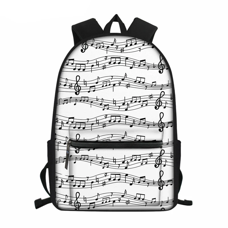 Teenager School Backpack Music Note Prints High School Student School Bags Women Mochila Classic Rucksack Kids Bag