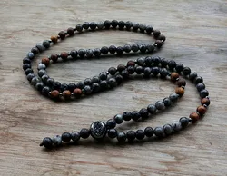 Man's unique necklace 6mm Natural stone bead & Hematite Bead Necklace Fashion Jewelry Dropshipping
