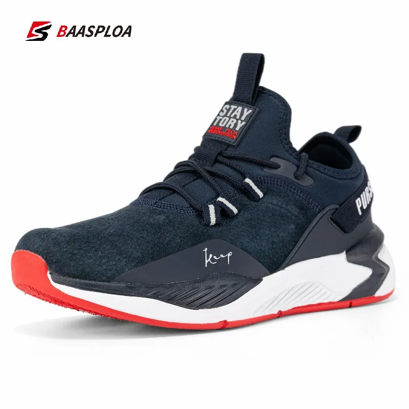 Baasploa Men Running Shoes Non-slip Shock Absorption Lightweight Sneakers Tennis Shoes Waterproof Male Comfortable Casual Shoes