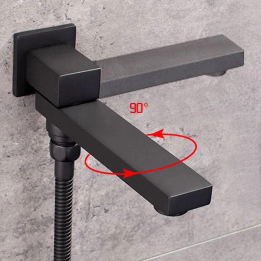 Imagem -02 - Torneira de Cachoeira de Parede Bico de Ouro Escovado ou Preto Bico de Latão Quadrado Acessórios de Torneira de Chuveiro Bico Cromado