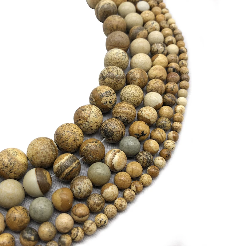 Natural  Picture Jaspers Stone Round Beads 15\