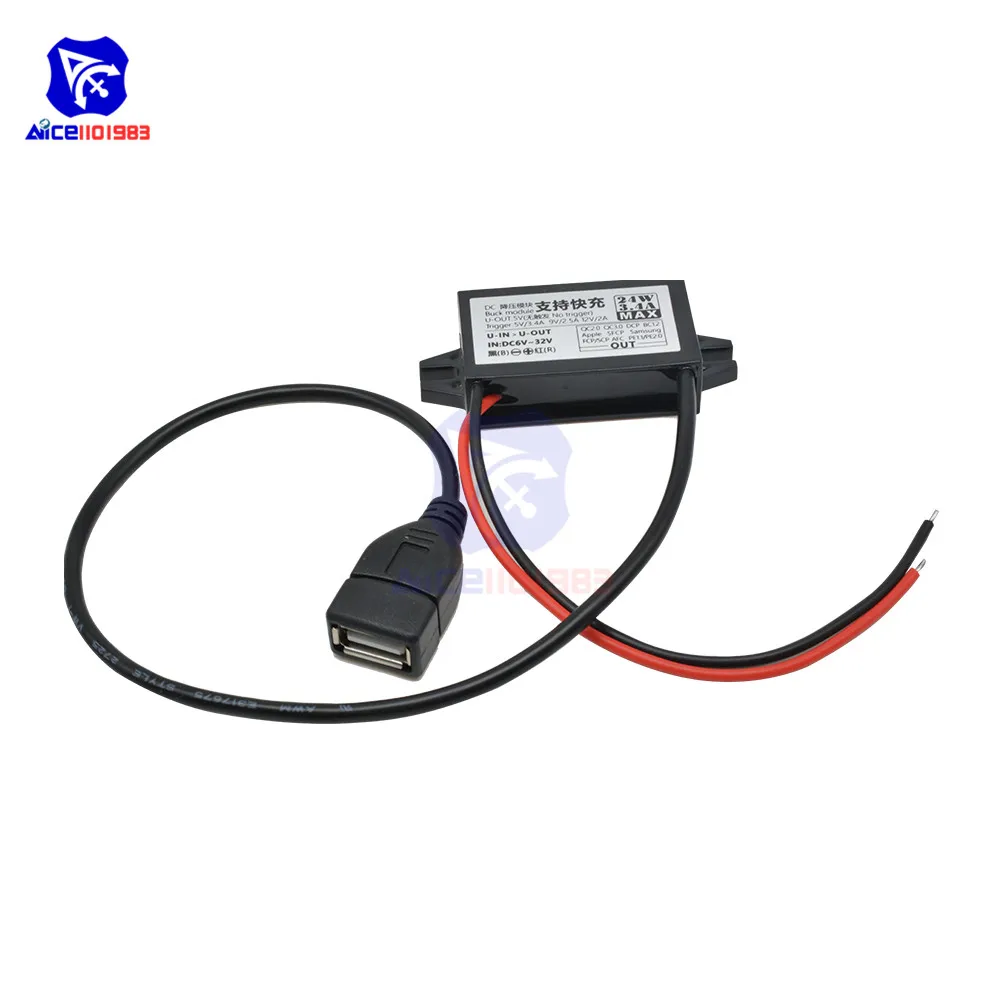 DC-DC Step-Down-Buck-Konverter Stromversorgungsmodul 12V auf 5V 3A 15W für Auto, männlicher/weiblicher USB-Anschluss, Mini-USB, Micro-USB-Adapter – Detail 12