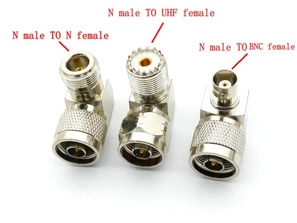 Imagem -02 - Latão n Macho para Uhf Fêmea Bnc Fêmea Ângulo Direito Adaptador Conector 20 Pcs