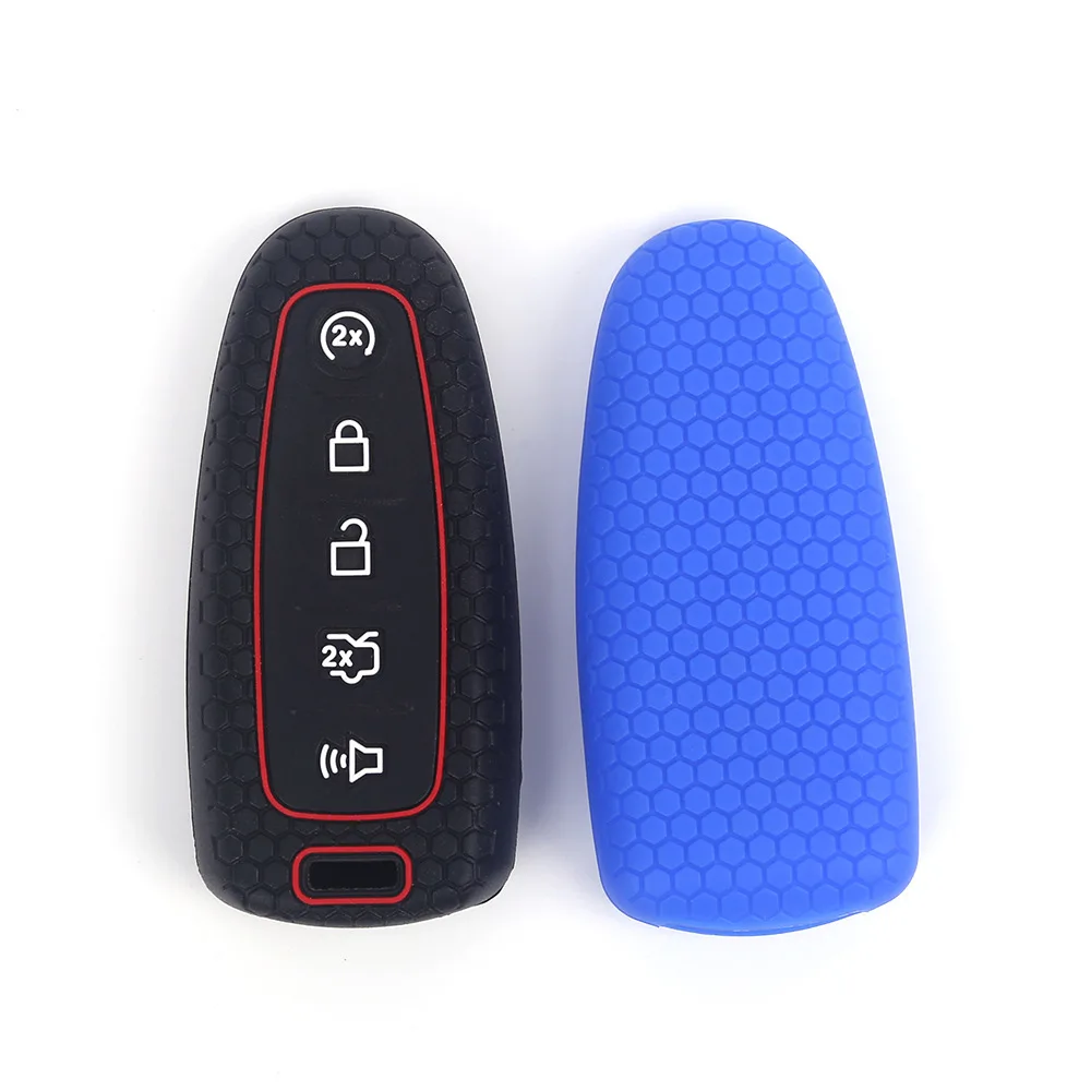 Key case For Ford Edge 5 button smart card remote control silicone key cover key chain Key Cover Car Accessories