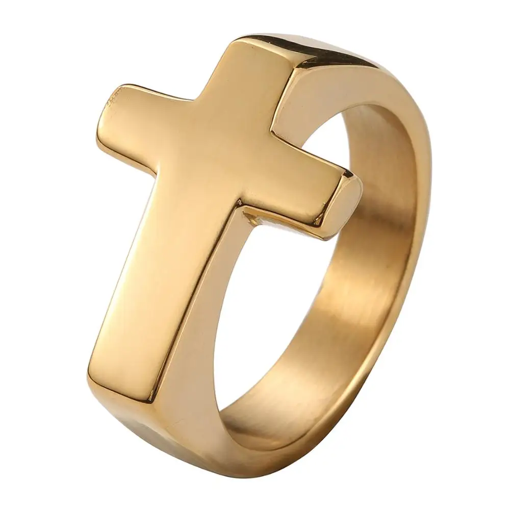 Cross Ring 316L Stainless Steel Unisex Jewerly Polish Jesus Saint Ring Size 6-13