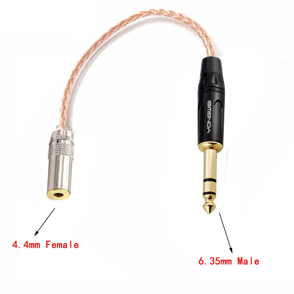 TOP-HiFi  7N OCC Single Crystal Copper 1/4 6.35mm Male to 4.4mm Balanced Female  Audio Adapter Cable