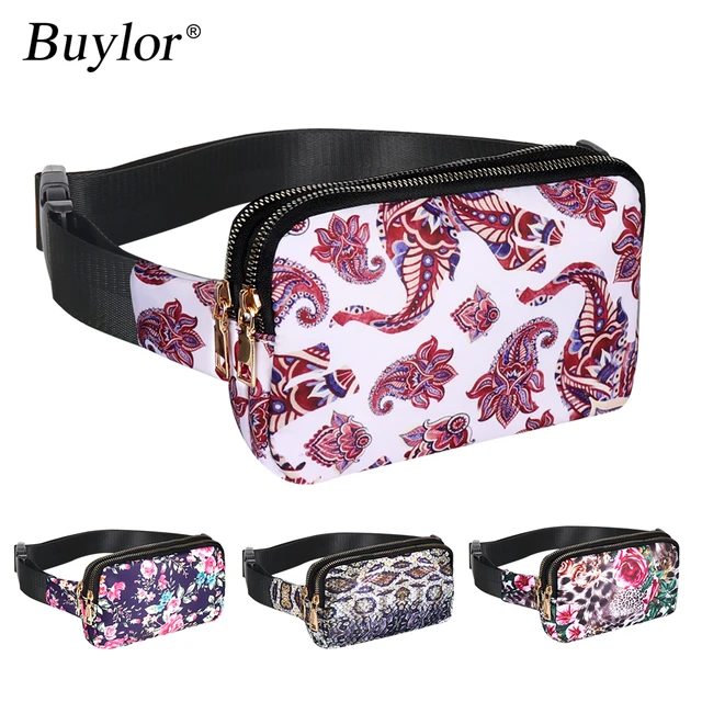 Buylor Flower Waist Bag Women Fashion Fanny Pack Bum Bag Hot Hip Bag Waist Purse Waterproof Belt Pack Chest Bag Phone Pounch