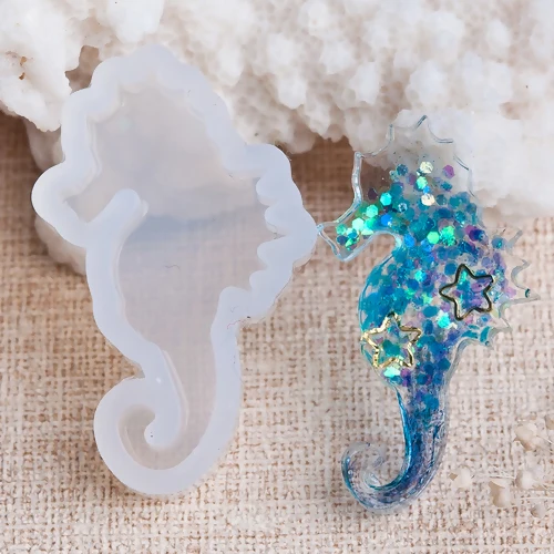 DoreenBeads Oceanชุดสัตว์ซิลิโคนเรซินแม่พิมพ์Seahorse Dolphin Shapeสำหรับเครื่องประดับเครื่องประดับสีขาวเครื่องมือ 1PC