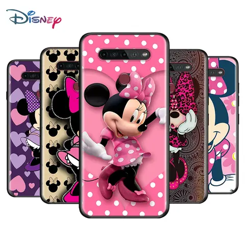 Preto macio minnie mouse para lg k92 k62 k52 k42 k31 k22 k71 k61 k51s k41s k30 k20 g8 g8s g8x thinq caso de telefone