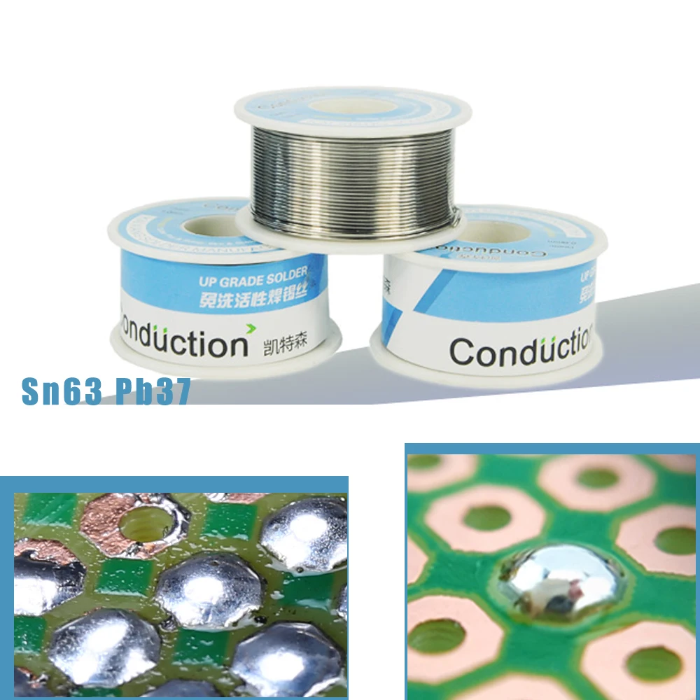 50G/100G Kawat Solder Las Kemurnian Tinggi Titik Fusi Rendah 0.3/0.5/0.8/1/1.2Mm Kawat Solder Rosin Las BGA Timah Tidak Bersih