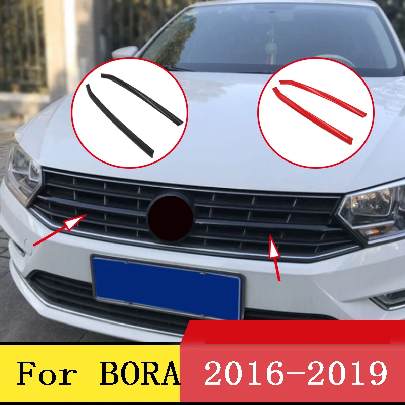 

ABS plastic Black red Front Bumper Grill Grilles frame sticker for Volkswagen VW BORA2016 2017 2018 2019 car accessories
