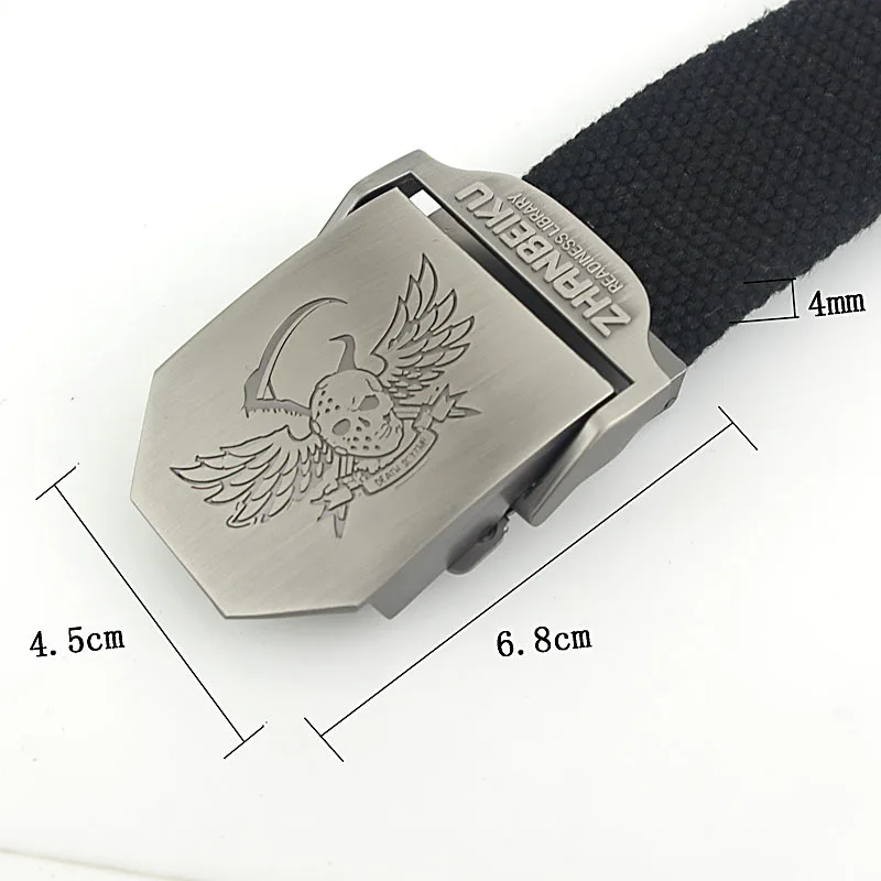 Flying Art Angel skeleton sickle automatic canvas belt High Quality Military Belts For Mens & Women Luxury Patriot Jeans Belt