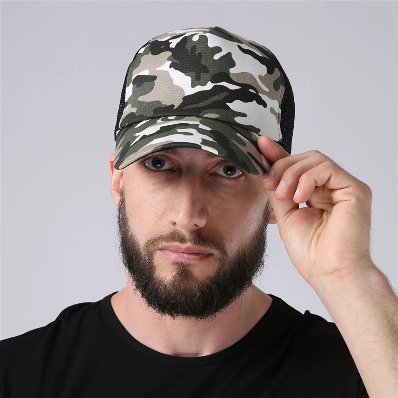 CLIMATE Men Camouflage Trucker Cap Fishing Hunting Summer Mesh Cap Cool Adjustable Cap Hats for Adult Man Trucker Cap