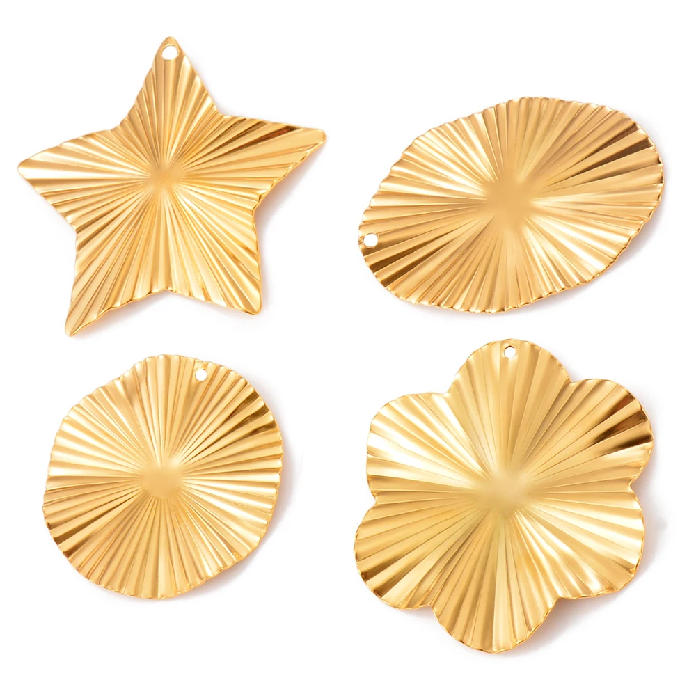 10 Stück/Set, Edelstahl, goldfarbene Ohrring-Beschläge, geprägte Blumen-Verbindungsstücke, zum Selbermachen, für Hängeohrringe, goldfarbene Ohrringe. – Detail 3