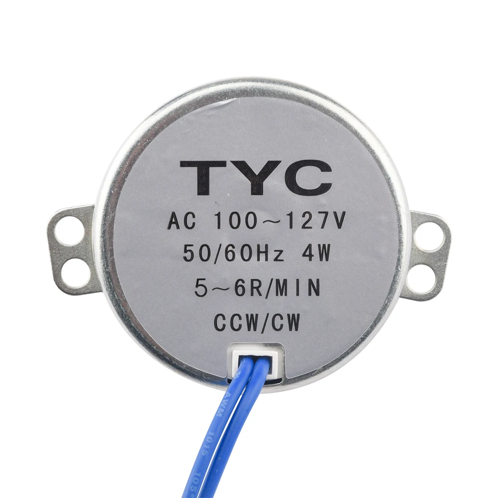 TYC-50 5-6 r/min Stable Synchronous Motor Pro AC 100-127V 50/60Hz Torque 6RPM/MIN CCW/CW 4W 2.5-3R/MIN Microwave Turntable