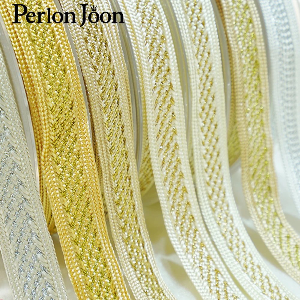 10yards/lot  gold thread polyester woven apparel webbing ribbon for bag strap clothing dress lacedecorative accessories ZD008