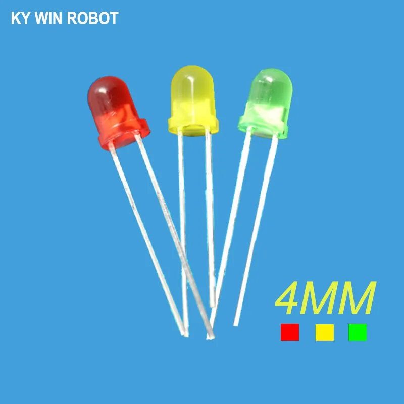 50pcs 4mm LED Diode 4 mm Assorted Kit Red Green Yellow DIY Light Emitting Diode